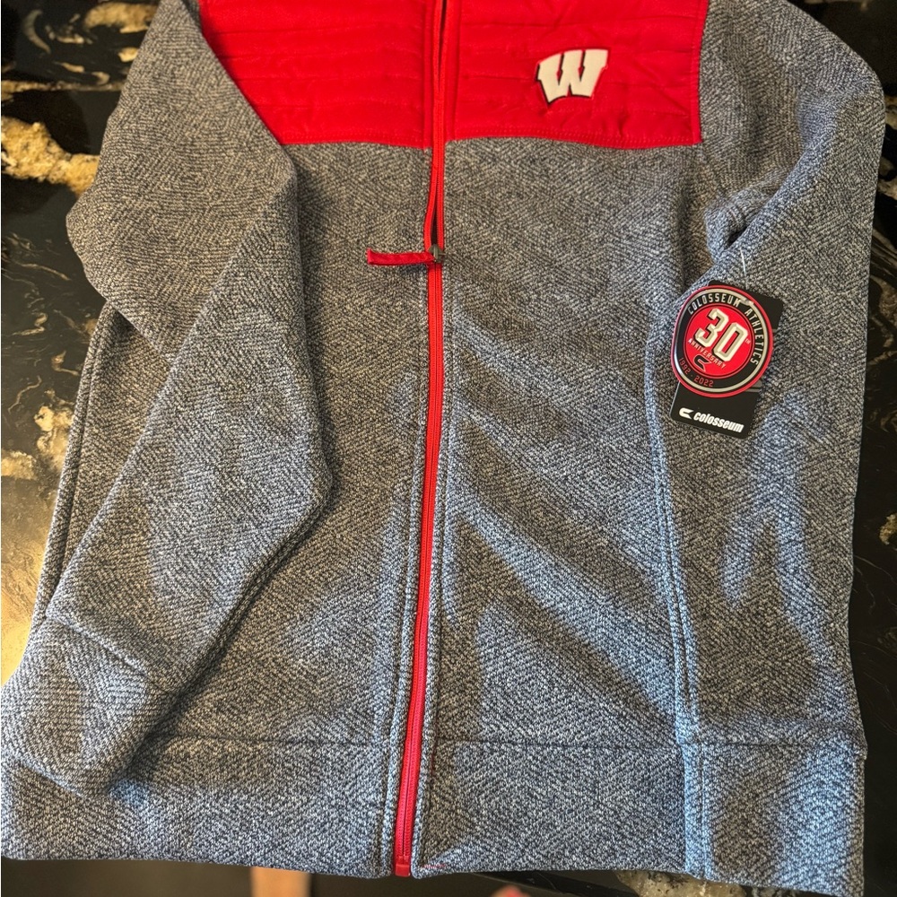 Wisconsin Badgers Colosseum Red and Gray Athletic Jacket